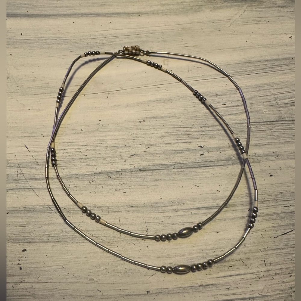 Elegant Silver Beaded Necklace